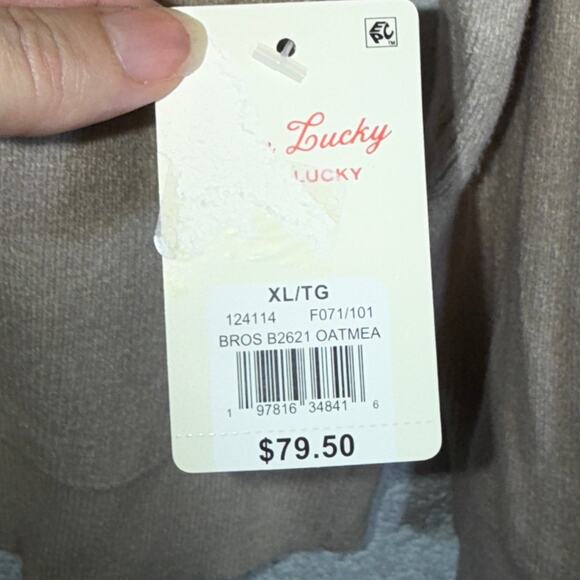 Lucky Brand Men's Doritan L/S Crewneck Sweater, Oatmeal XL $80 - Picture 5 of 6